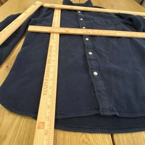 FLINT AND TINDER Men's Cotton Long Sleeve Shirt in Washed Navy Size L Huckberry